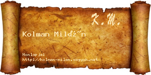 Kolman Milán névjegykártya