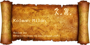 Kolman Milán névjegykártya