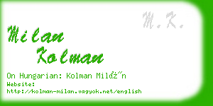 milan kolman business card